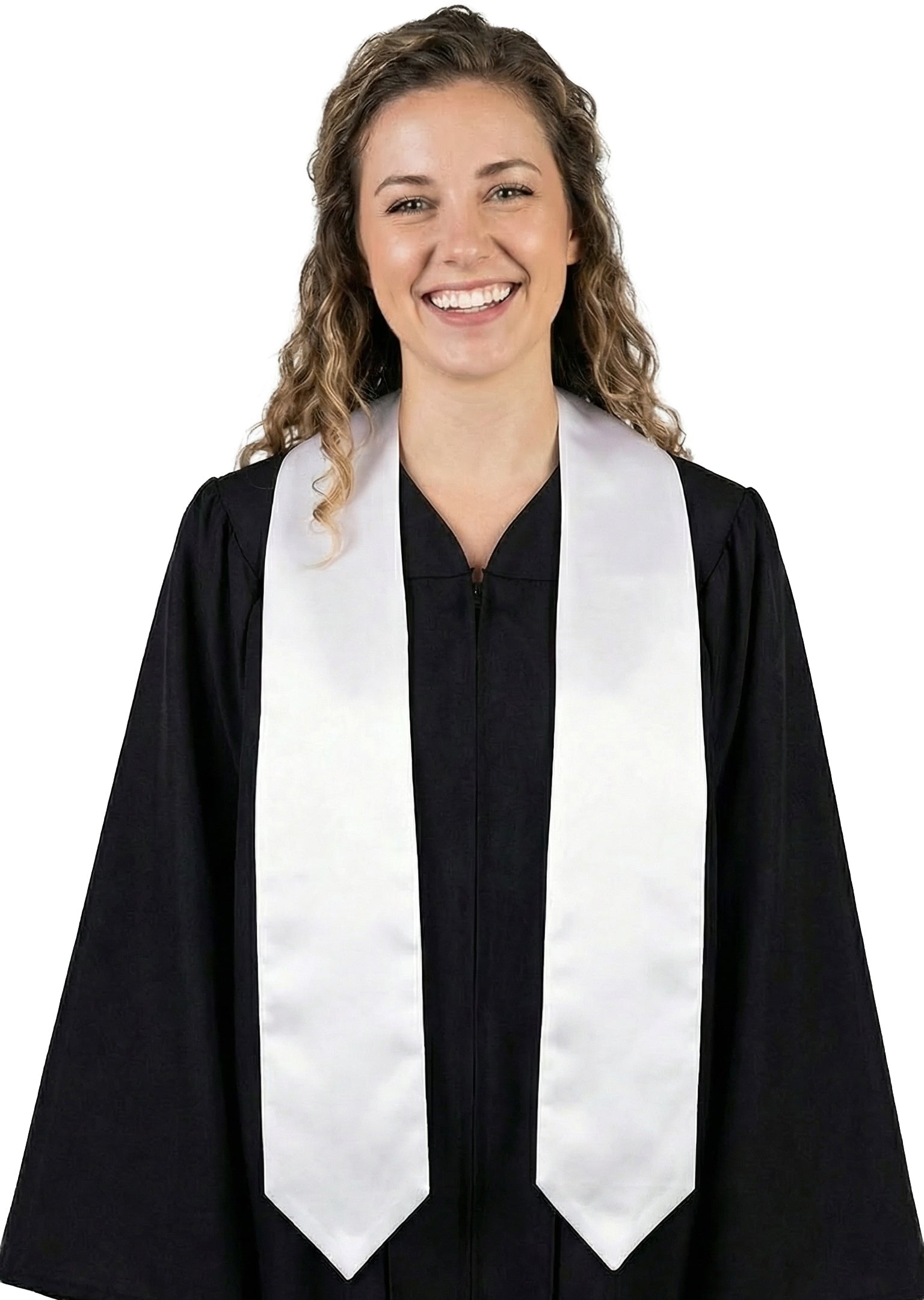 White High School Graduation Stole - High School Stoles Stoles.com White High School Graduation Stole - High School Stoles Stoles.com