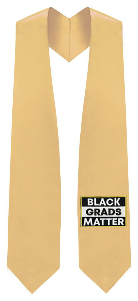 Antique Gold BLACK GRADS MATTER Graduation Stole