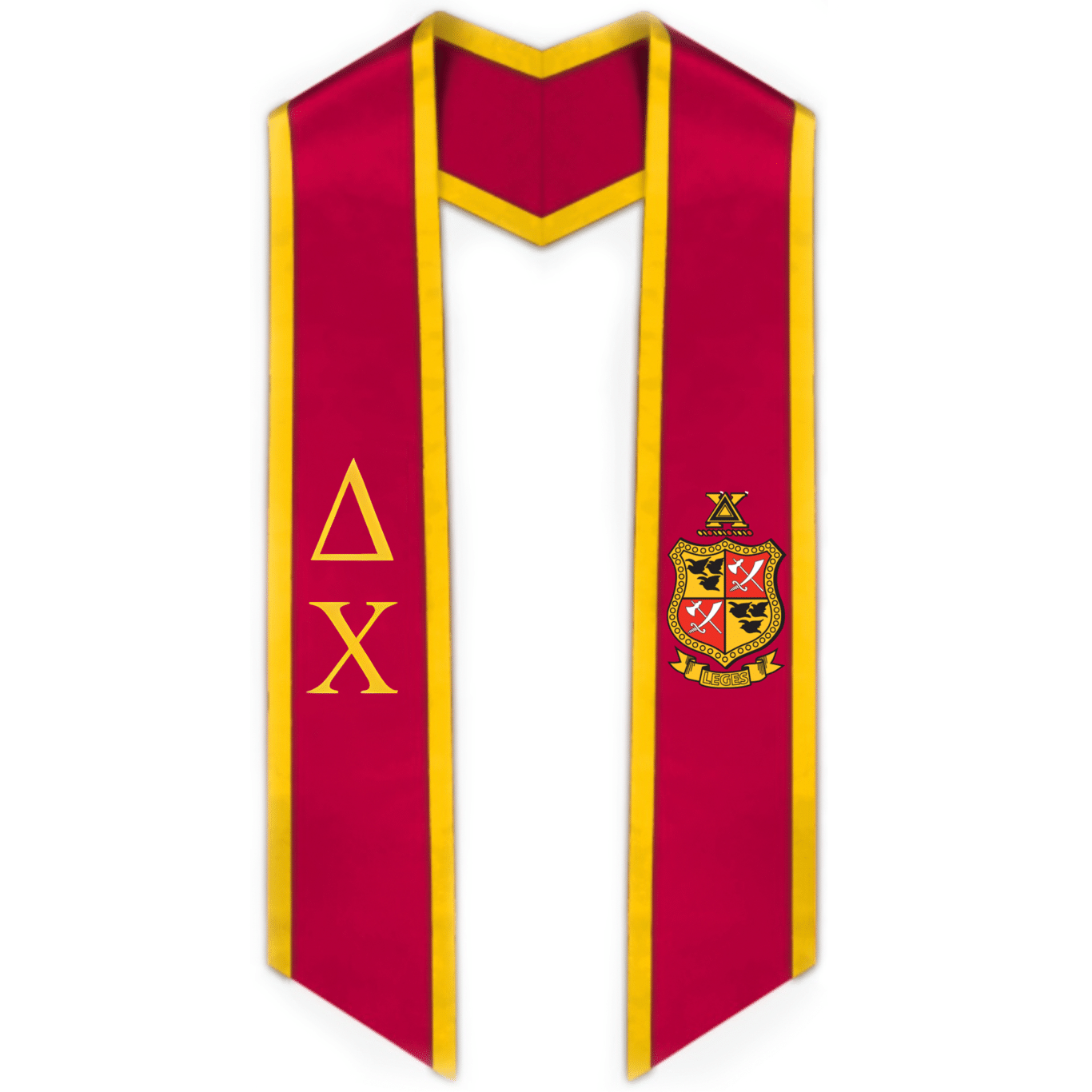 Delta Chi Trimmed Greek Lettered Graduation Stole w/ Crest