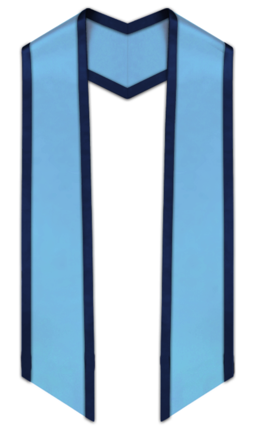 Light Blue Slanted Graduation Stole with Navy Blue Trim