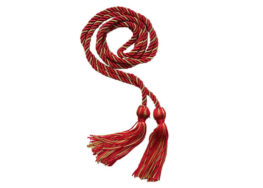 Red and Antique Gold Intertwined Graduation Honor Cord - College & High School Honor Cords