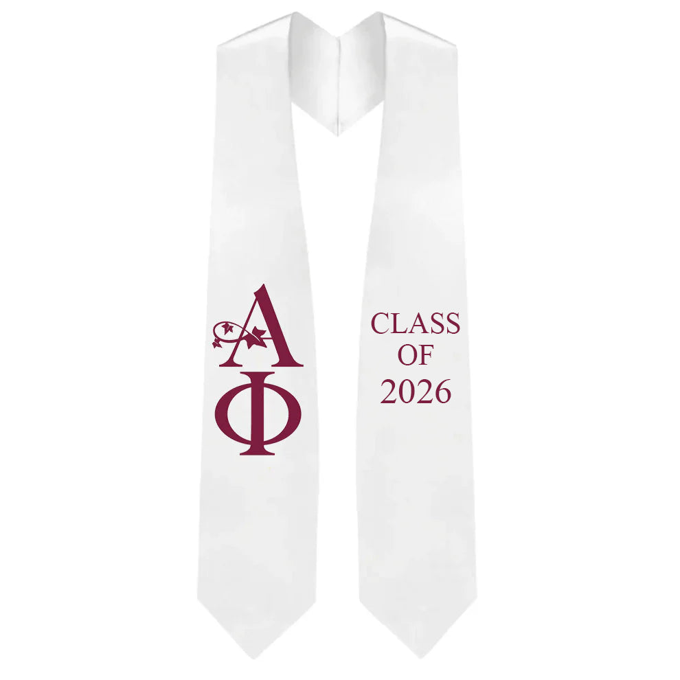 Alpha Phi Greek Lettered Stole with Year - Stoles.com