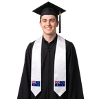 Australia embroidered flag patch graduation stole, Australian flag patch sash worn over a graduation gown