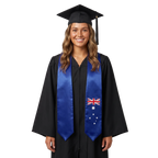 Australia graduation stole with Australian flag design, graduation sash worn over a graduation gown