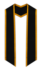Black Slanted Graduation Stole with Antique Gold Trim
