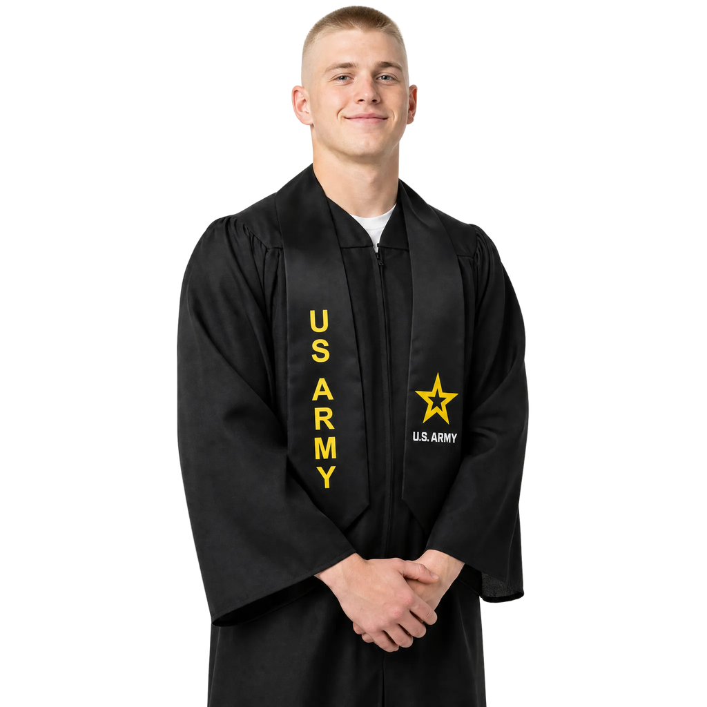 Black U.S. Army graduation stole with new Army logo