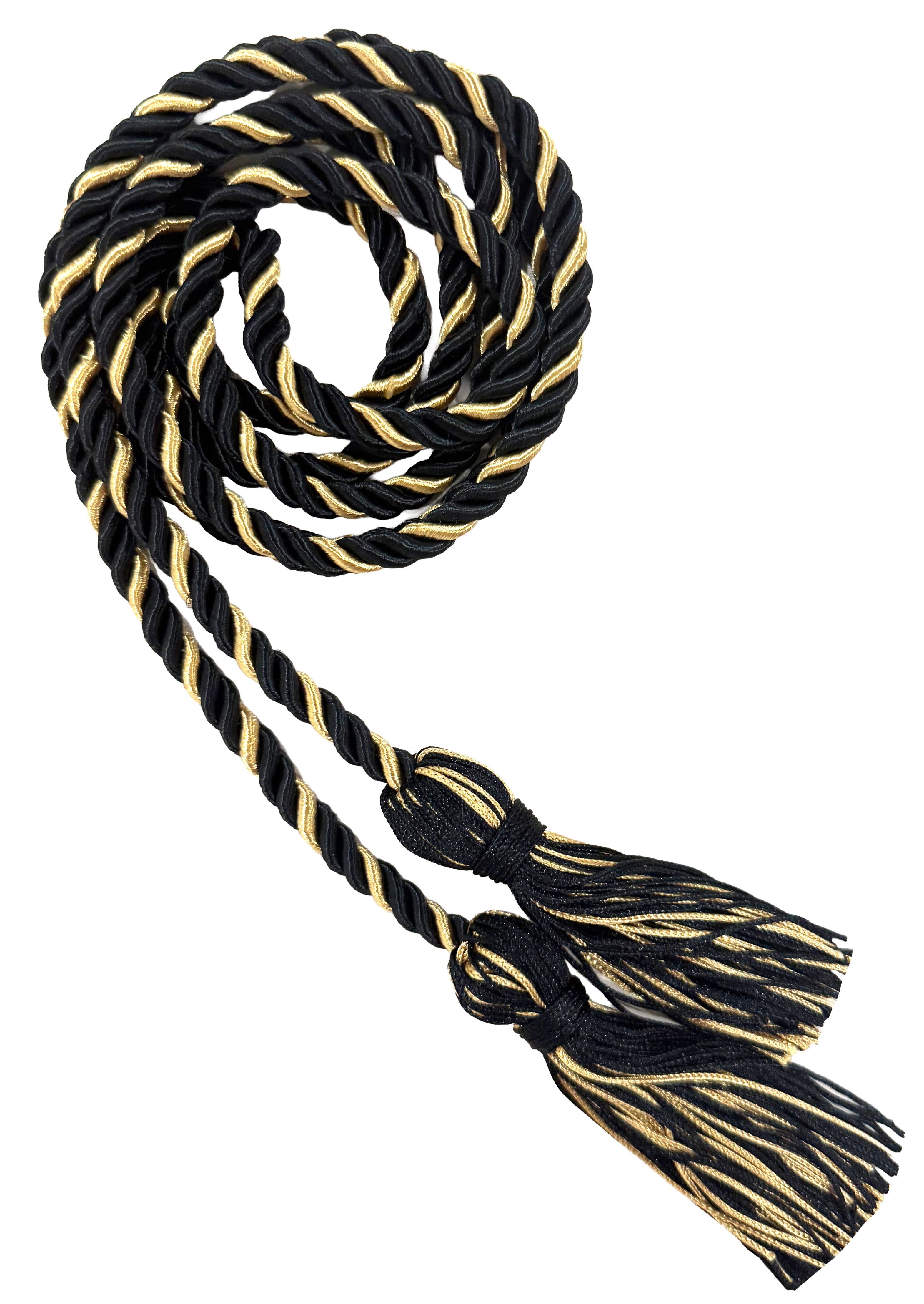 Black and Antique Gold Two Color Graduation Honor Cord - Stoles.com