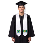 Brazil embroidered flag patch graduation stole, Brazilian flag patch sash worn over a graduation gown