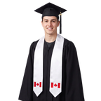 Canada embroidered flag patch graduation stole, Canadian flag patch sash worn over a graduation gown
