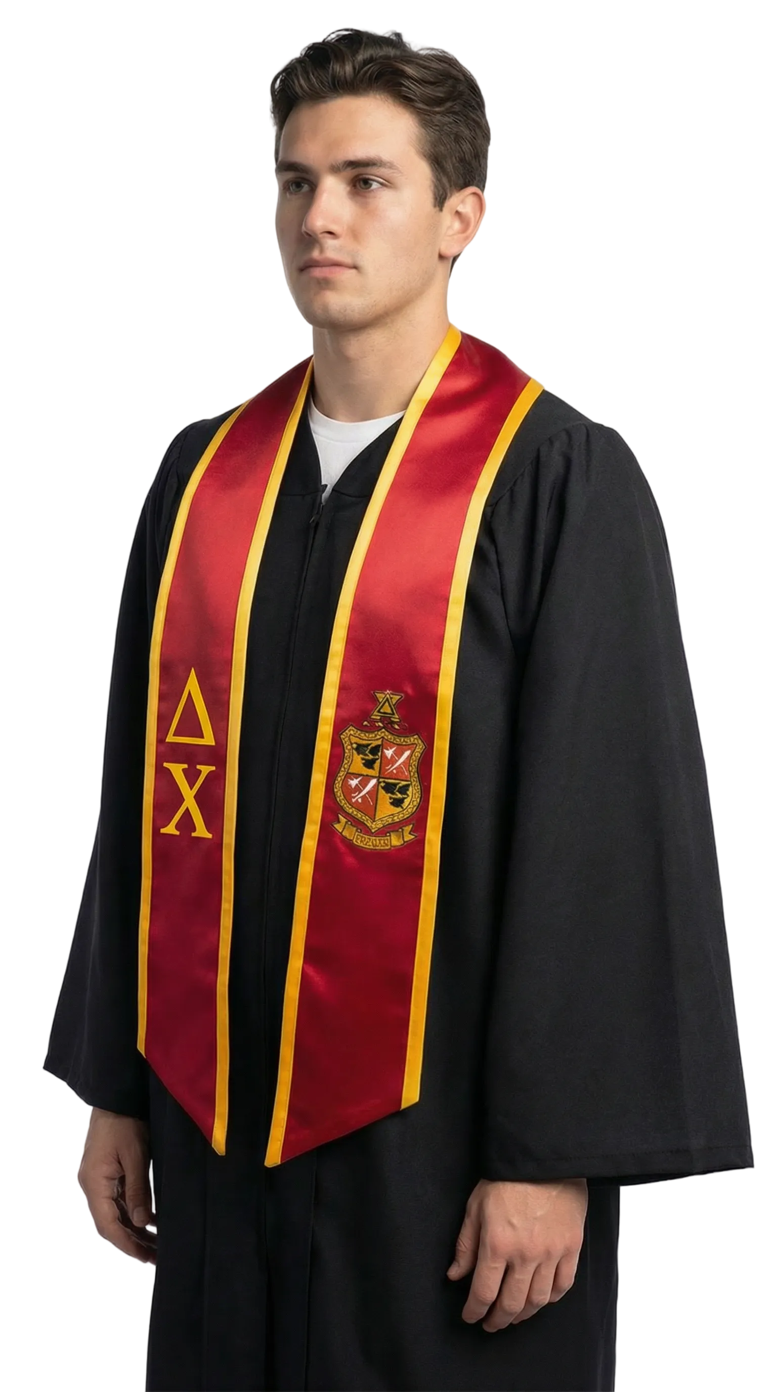 Delta Chi Trimmed Greek Lettered Graduation Stole w/ Crest