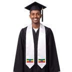 Ethiopia embroidered flag patch graduation stole, Ethiopian flag patch sash worn over a graduation gown