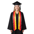 Germany flag graduation stole with black, red, and gold vertical stripes on both sides and pointed ends.
