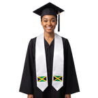 Jamaica embroidered flag patch graduation stole, Jamaican flag patch sash worn over a graduation gown