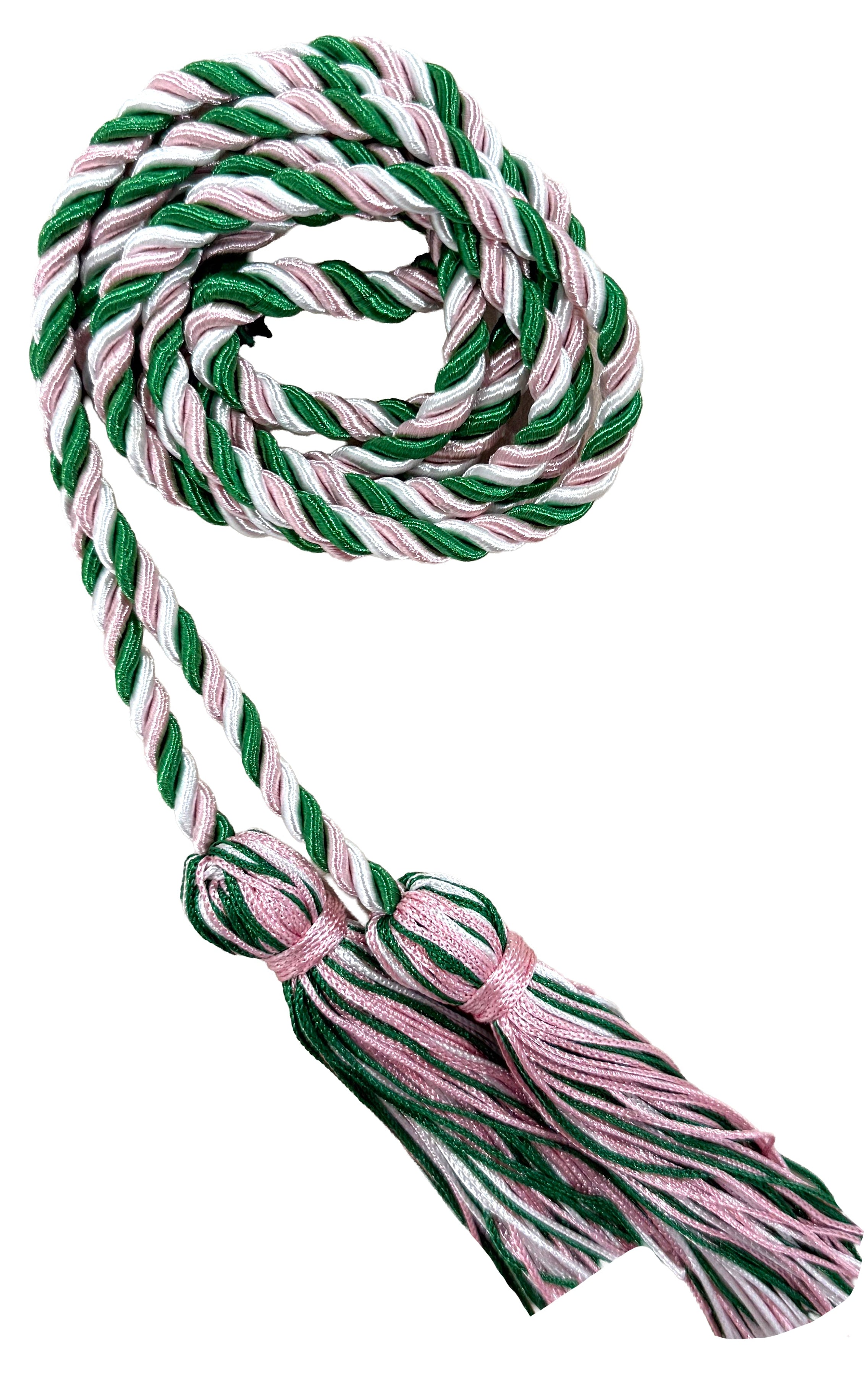 Kelly Green, White, & Pink Three Color Graduation Honor Cord - Stoles.com