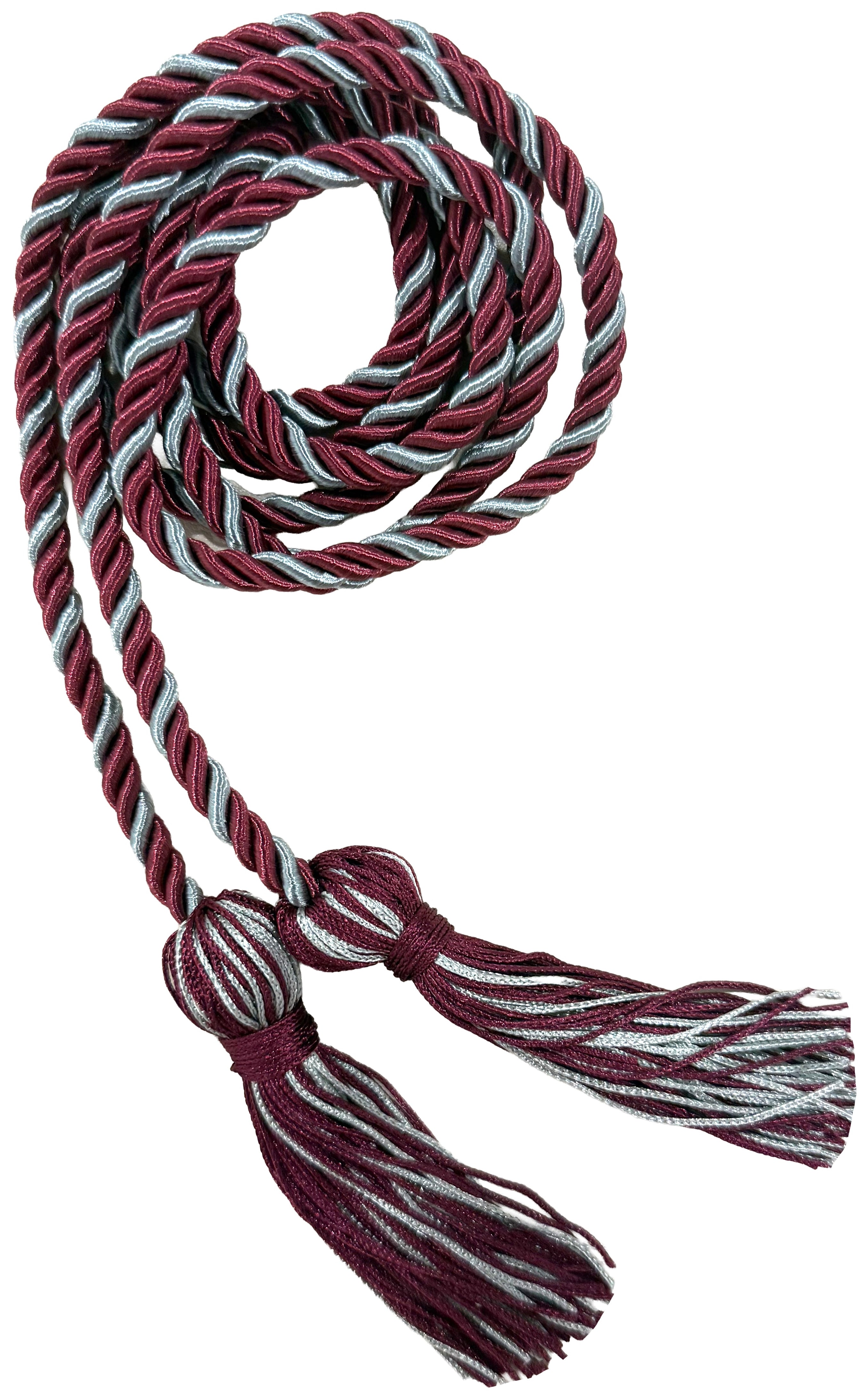 Maroon & Silver Two Color Graduation Honor Cord - Stoles.com