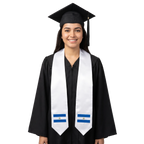 Nicaragua embroidered flag patch graduation stole, Nicaraguan flag patch sash worn over a graduation gown