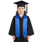 Royal blue satin preschool and kindergarten graduation stole with pointed ends, shown flat against a white background.