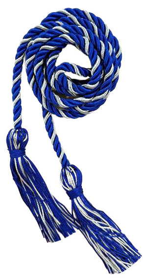 Royal Blue & Silver Two Color Graduation Honor Cord - Stoles.com