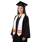 Spain embroidered flag patch graduation stole, Spanish flag patch sash worn over a graduation gown