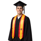 Spain graduation stole with Spanish flag design, graduation sash worn over a graduation gown