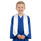 White preschool and kindergarten graduation stole – white bridal satin honor sash for kids graduation ceremony