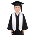 White satin preschool and kindergarten graduation stole with pointed ends, shown flat against a white background.