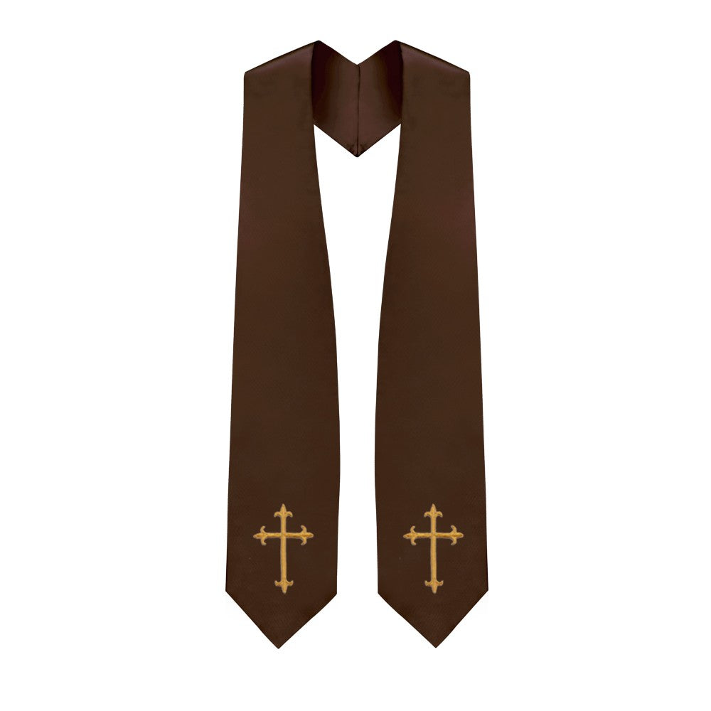 Brown Choir Stole with Crosses - Stoles.com
