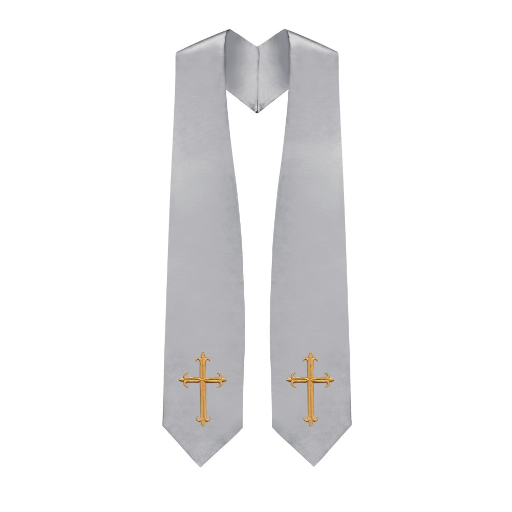 Silver Choir Stole with Crosses - Stoles.com