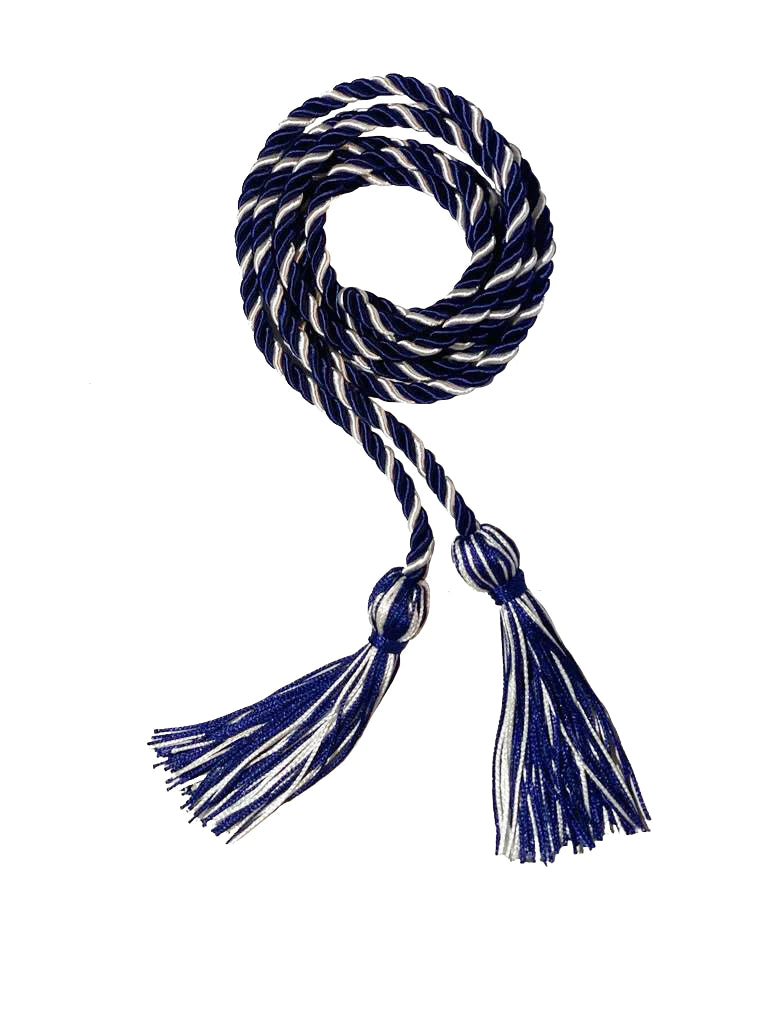 Navy Blue and White Intertwined Graduation Honor Cord - College & High School Honor Cords