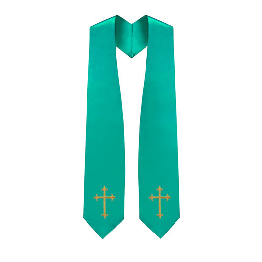 Emerald Green Choir Stole with Crosses - Stoles.com