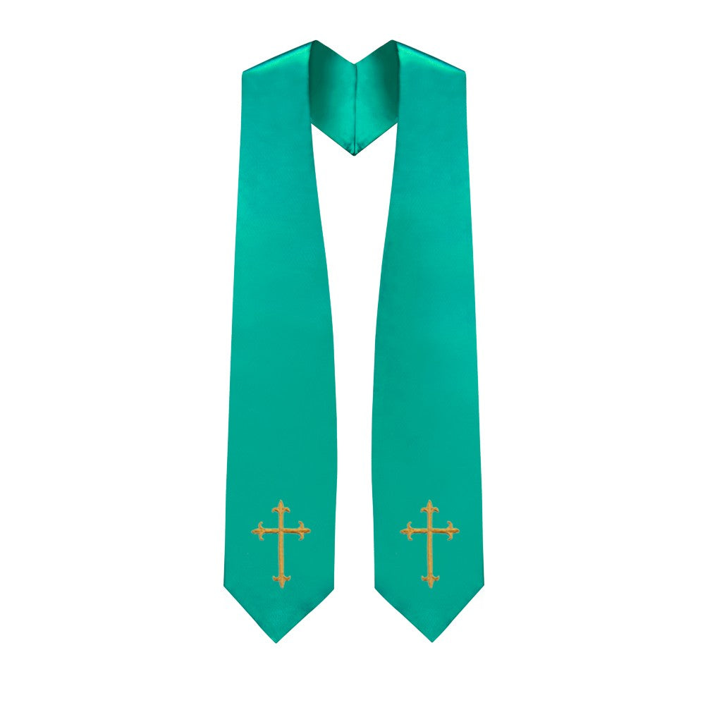 Emerald Green Choir Stole with Crosses - Stoles.com