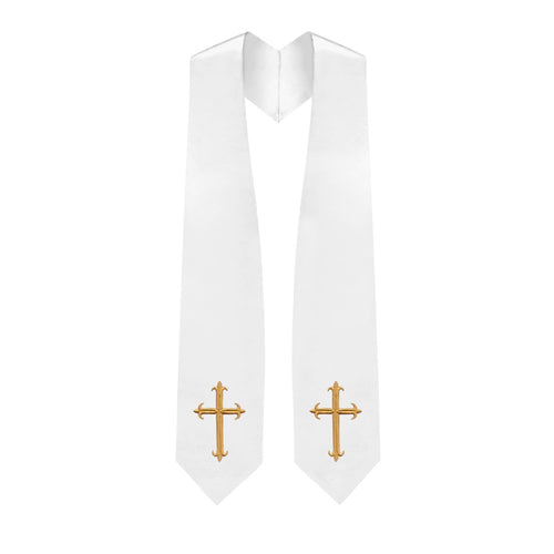 White Choir Stole with Crosses