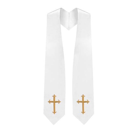 White Choir Stole with Crosses - Stoles.com