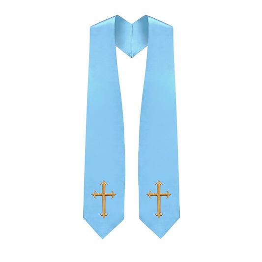 Light Blue Choir Stole with Crosses - Stoles.com