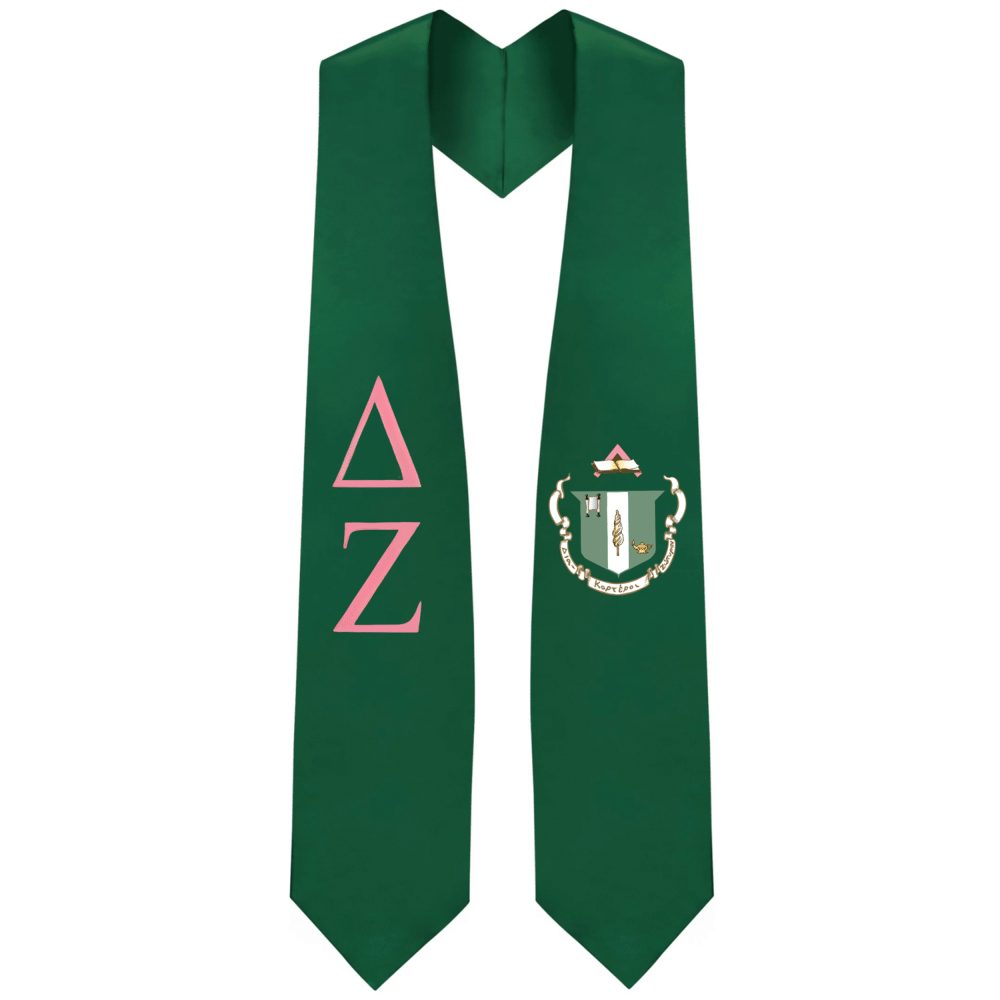 Delta Zeta Greek Lettered Graduation Stole w/ Crest