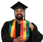 Ethiopia graduation stole with Ethiopian flag design, graduation sash worn over a graduation gown