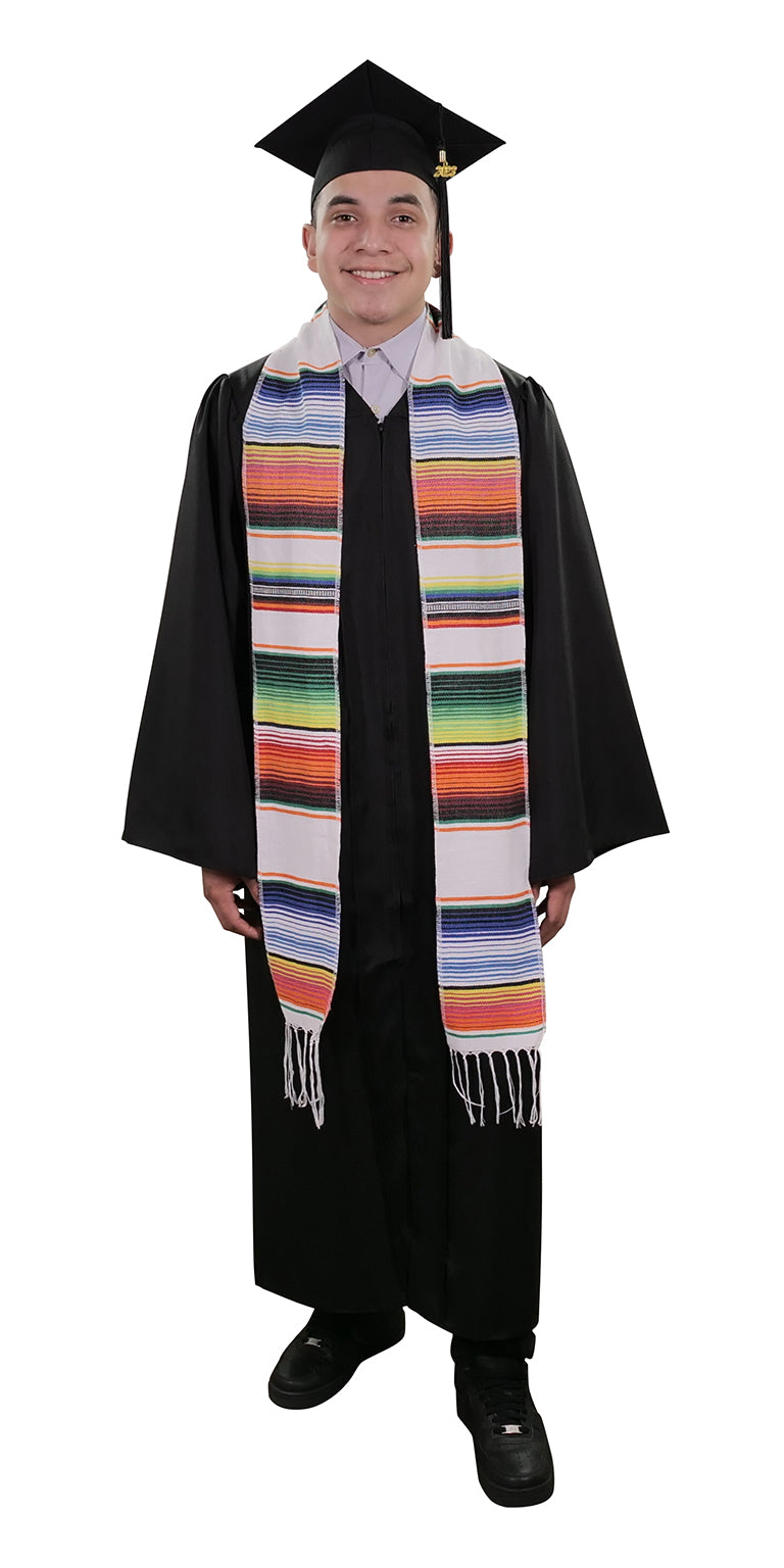 White Mexican Serape Graduation Stole Sash – Stoles.com