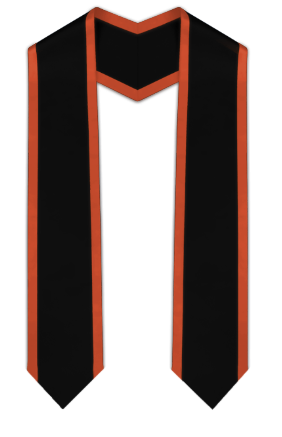 Black Pointed Graduation Stole with Orange Trim