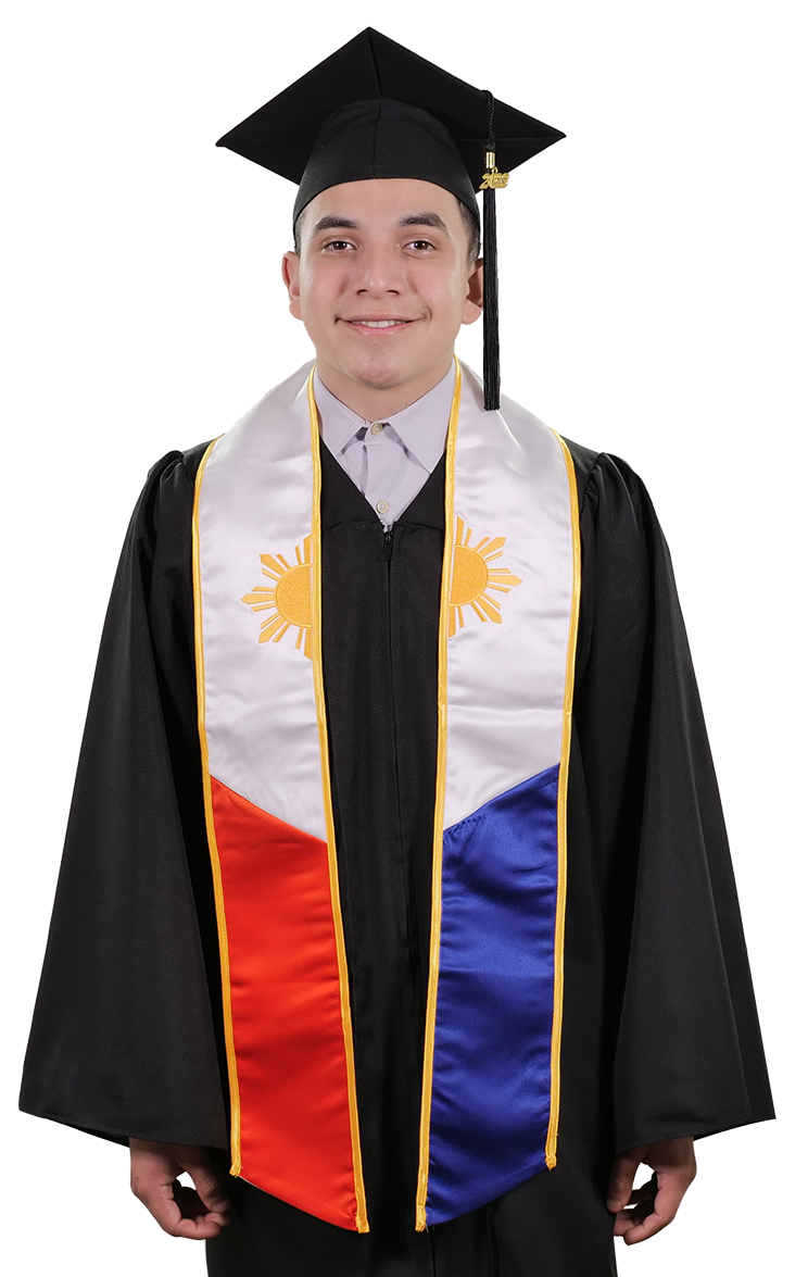 Philippines Embroidered Graduation Stole -  Filipino Flag Sash