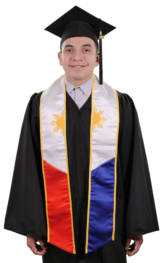 Philippines Embroidered Graduation Stole -  Filipino Flag Sash