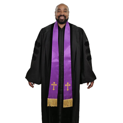 Purple Satin Clergy Stole