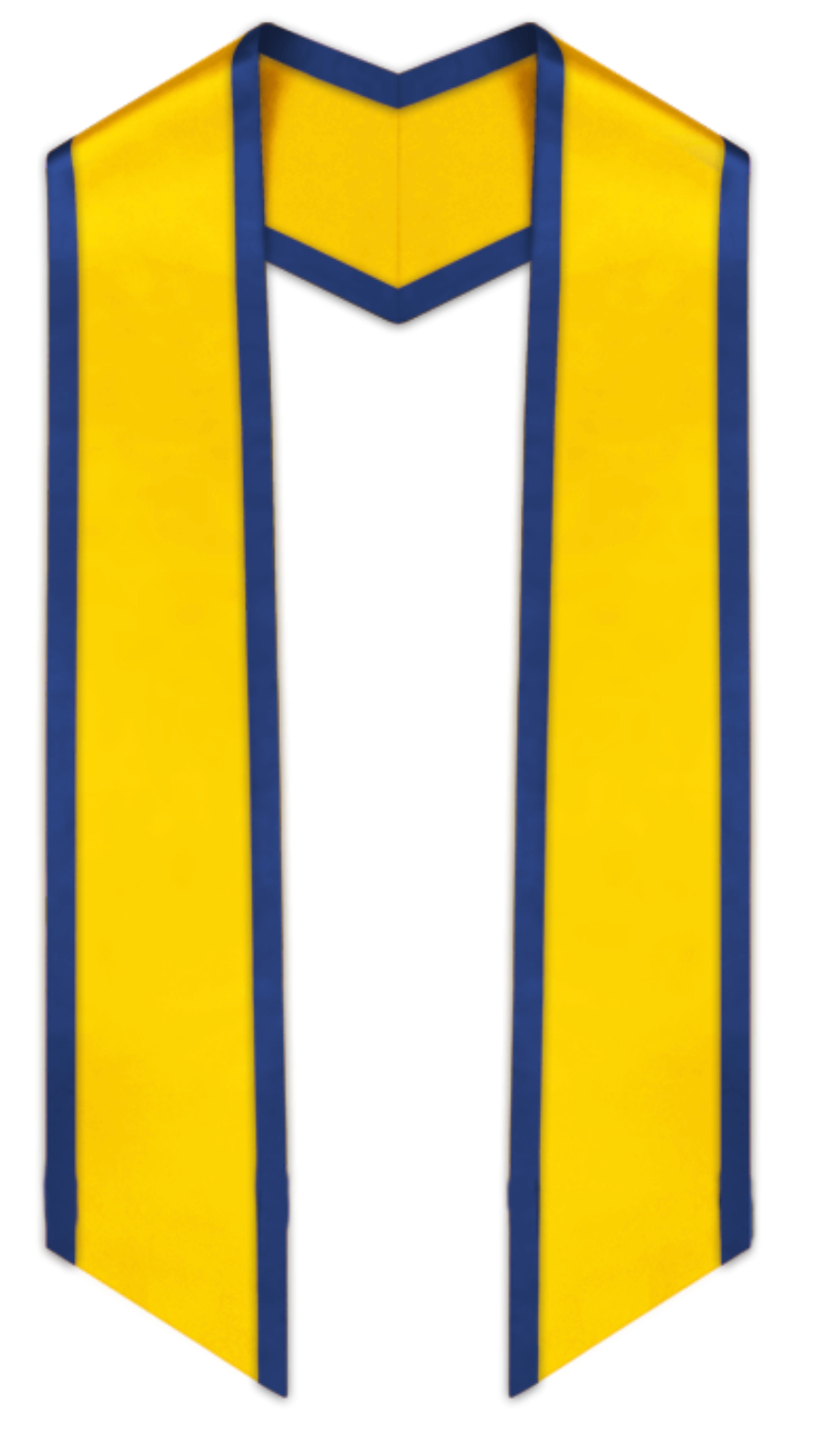 Gold Slanted Graduation Stole with Royal Blue Trim