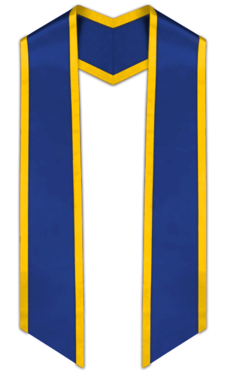 Royal Blue Slanted Graduation Stole with Gold Trim – Stoles.com