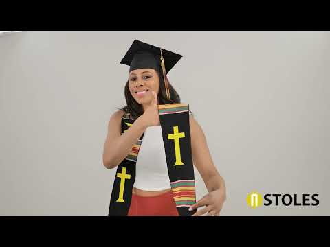 Christian Cross Kente Cloth Graduation Stole