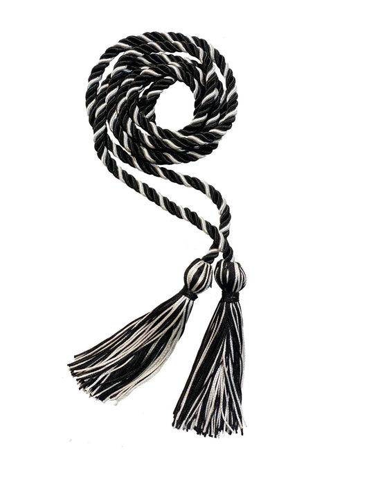 Black and White Intertwined Graduation Honor Cord - College & High School Honor Cords