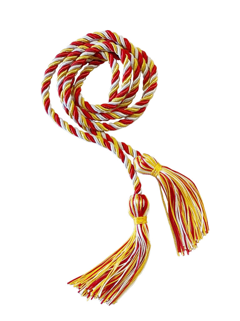 Gold, Red and White Three Color Graduation Honor Cord - College & High School Graduation Cords