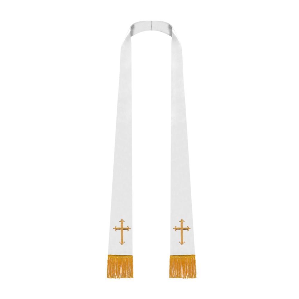 White Satin Clergy Stole - Stoles.com